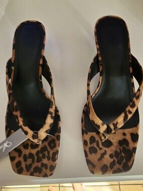 Leopard Print Women's Slide Sandals - Brown